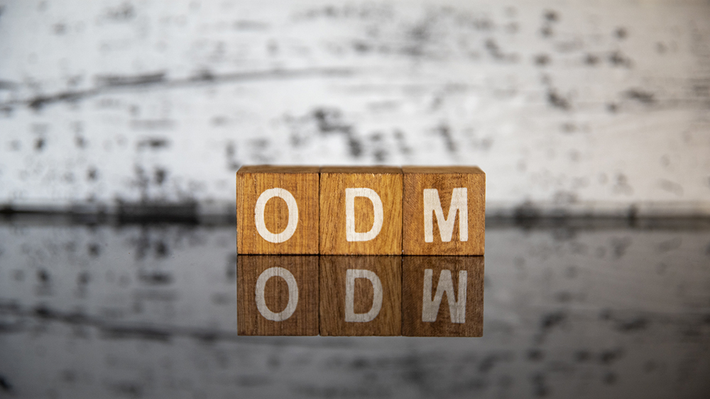 ODMと記載された木製ブロックの写真