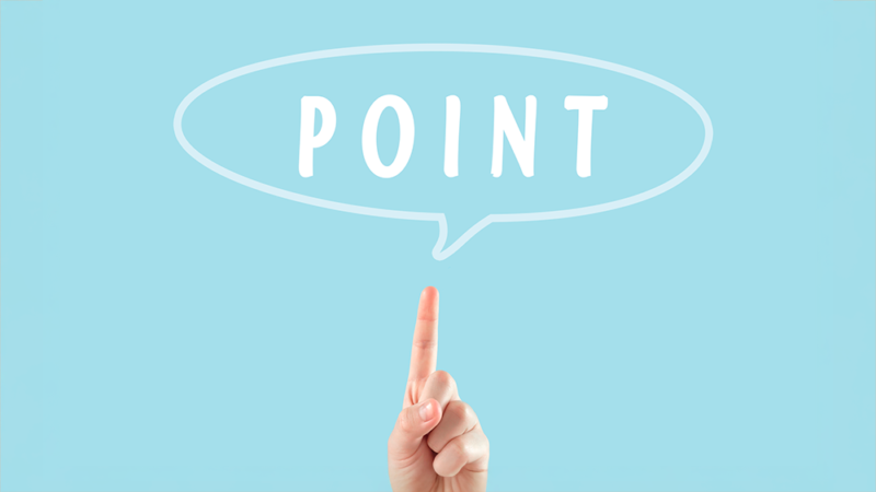 POINTの文字を指さしている写真
