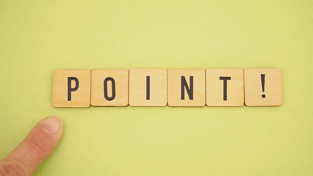 ポイントと書いた木製ブロックの写真