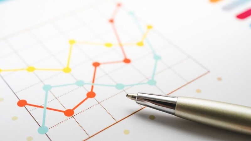 右上がりな折れ線グラフの写真