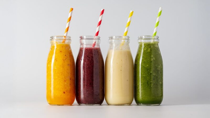 色とりどりのドリンクが並んでいる写真