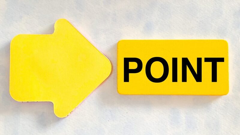 POINT書いた木製ブロックの写真