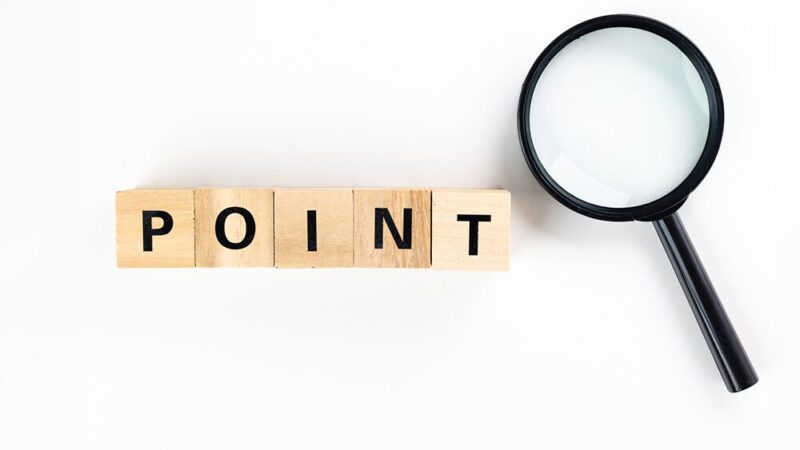 ポイントと書いてある木製ブロックと虫眼鏡の写真