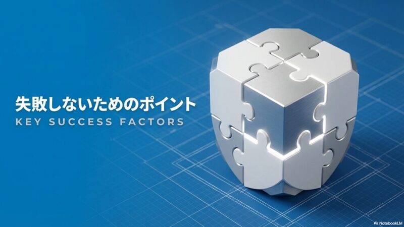 「失敗しないためのポイント」の文字とブロックパズルの写真