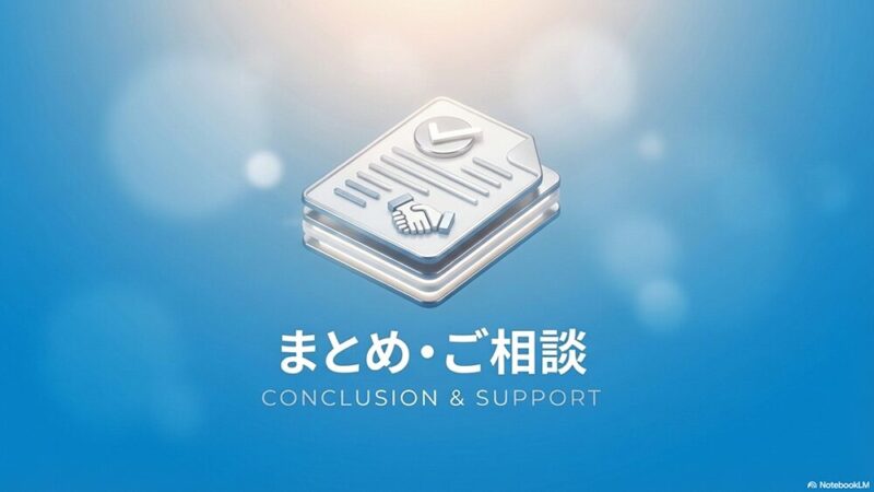 「まとめ・ご相談」の文字と書類の写真