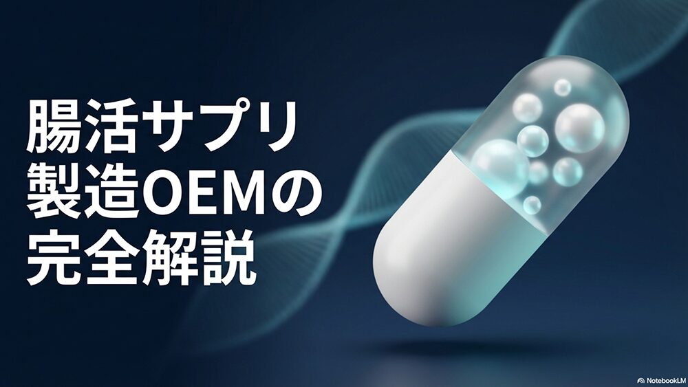 「腸活サプリ製造OEMの完全解説」という文字とカプセルの写真