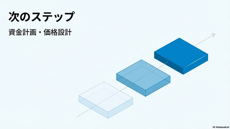「次のステップ」の文字と石段の写真