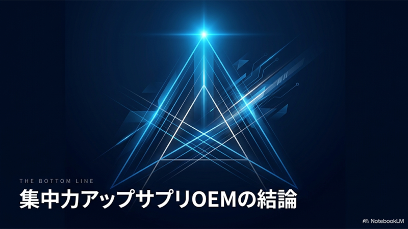 集中力アップサプリOEMの結論と書いたテキストと三角形のイラストの写真